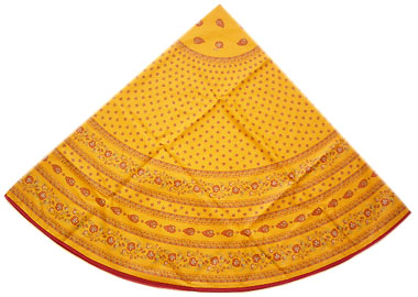 French Round Tablecloth WCoated (leave small pattern. yellow)